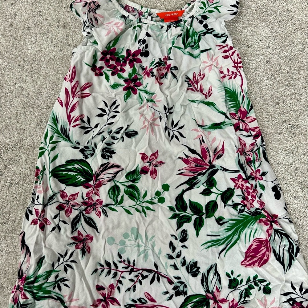 Joe Fresh Floral Kids Dress - White and Green